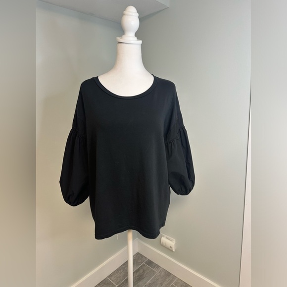 Amici by Baci Cotton Black Puff Ballon Sleeve Made in Italy Top Women’s - Picture 5 of 14